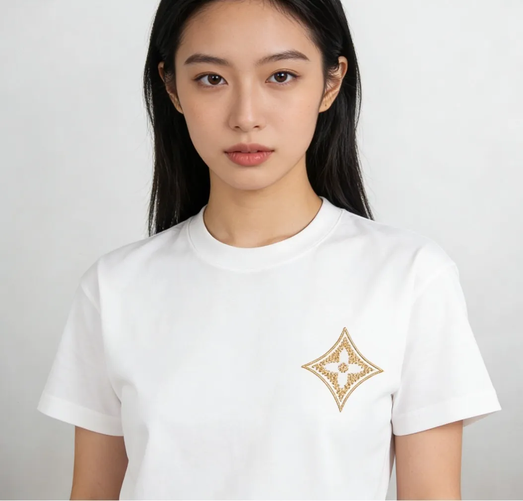 Louis Vuitton/Louis Vuitton 26ss gold label woven embroidered presbyopia short sleeves